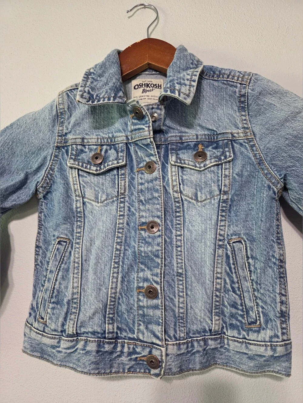 OshKosh B'gosh Light Wash Blue Denim Jean Jacket for Kids Unisex Size 6/6X
